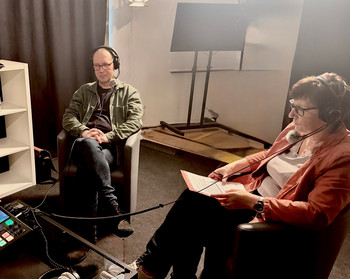 Szene der Podcastaufnahme